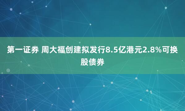 第一证券 周大福创建拟发行8.5亿港元2.8%可换股债券